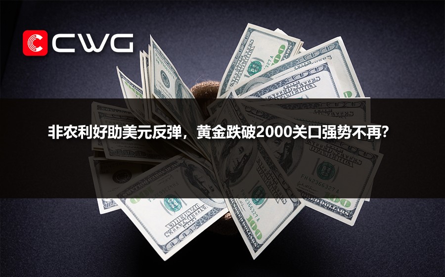 CWG资讯：非农利好助美元反弹，黄金跌破2000关口强势不再？