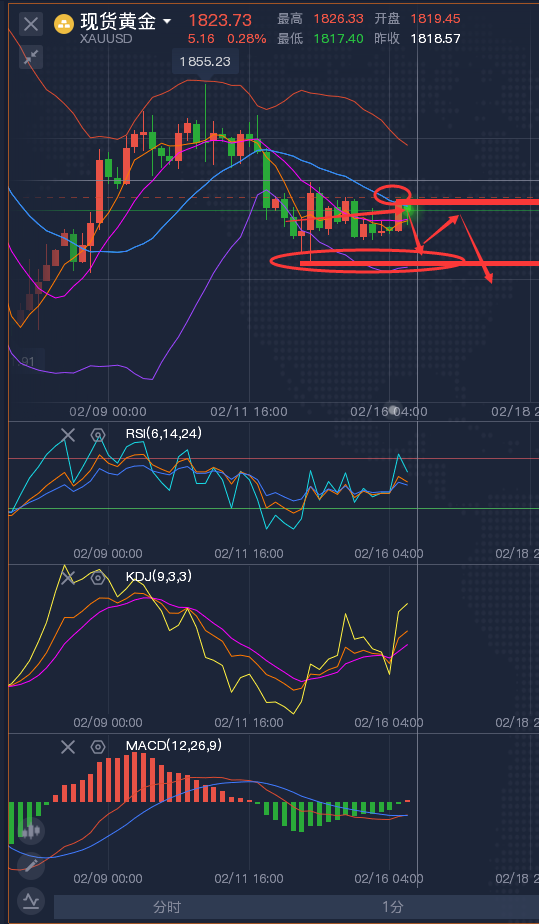 龚关铭：2.16黄金震荡偏空，原油等待回补缺口再上涨！