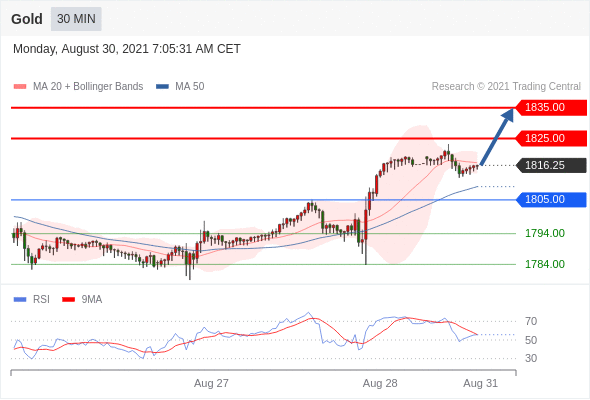 FxPro浦汇：2021年8月30日欧洲开市前，每日技术分析