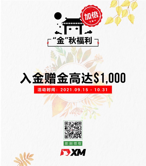 XM外汇"金"秋福利加倍，入金赠金高达＄1,000