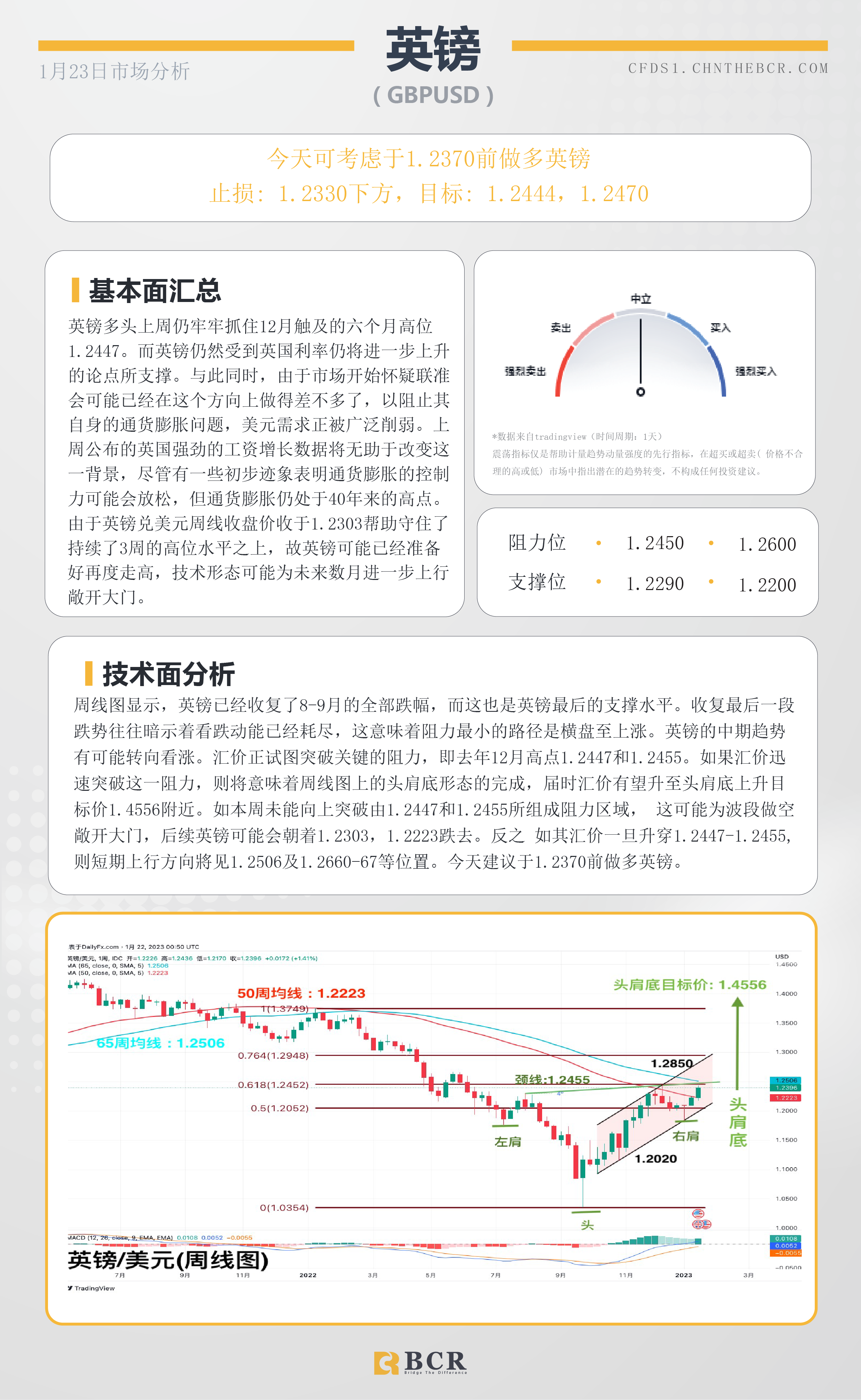 BCR每日早评及分析- 2023年1月23日