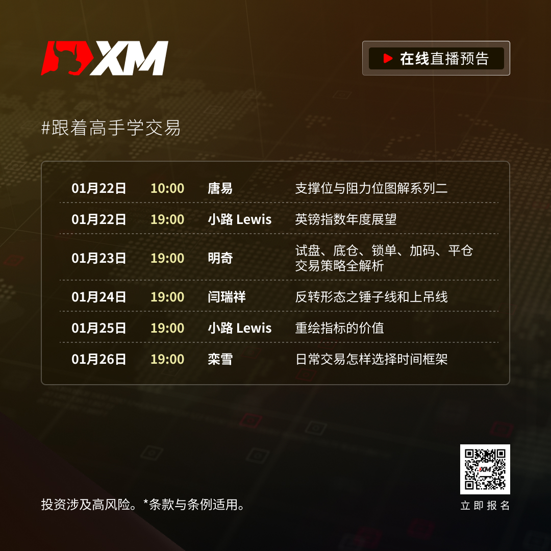 |XM| 中文在线直播课程，本周预告（1/22-1/26）