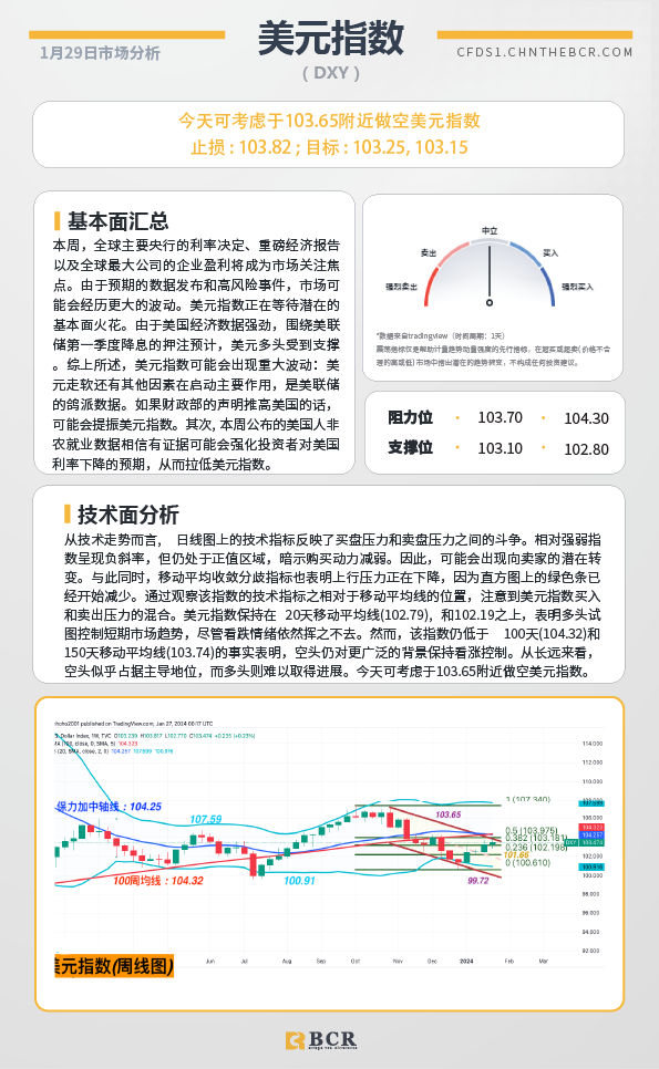 BCR每日早评及分析-2024年1月29日