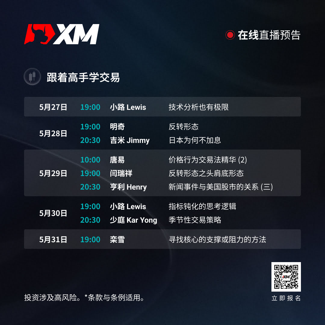 |XM| 中文在线直播讲座，本周预告（5/27-5/31）