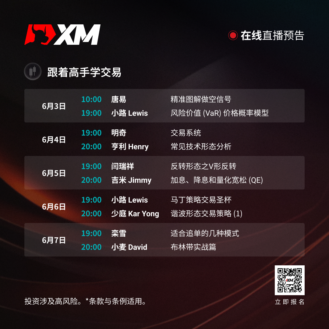 |XM| 中文在线直播讲座，本周预告（6/3-6/7）