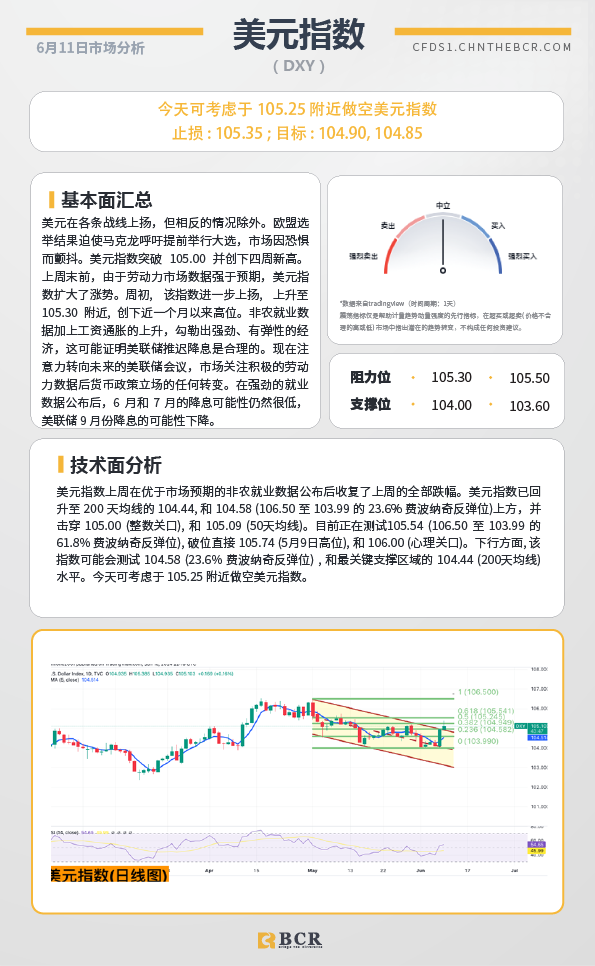 BCR每日早评及分析-2024年6月11日