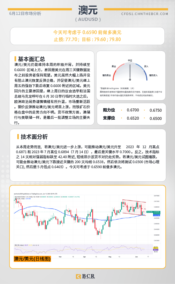 BCR每日早评及分析-2024年6月12日