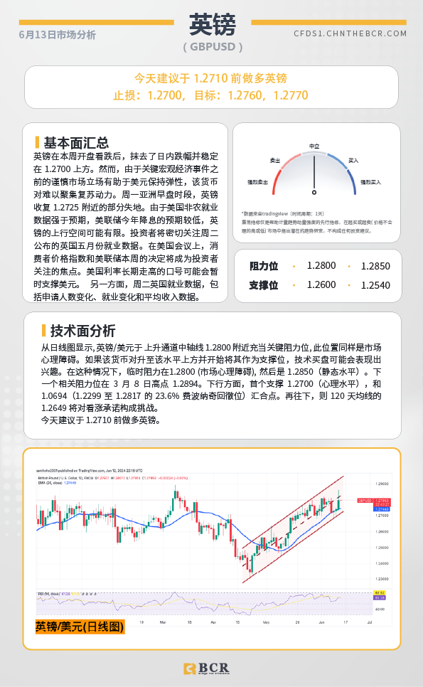 BCR每日早评及分析-2024年6月13日