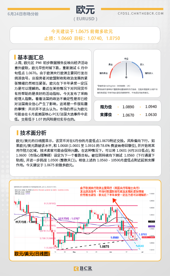 BCR每日早评及分析-2024年6月24日