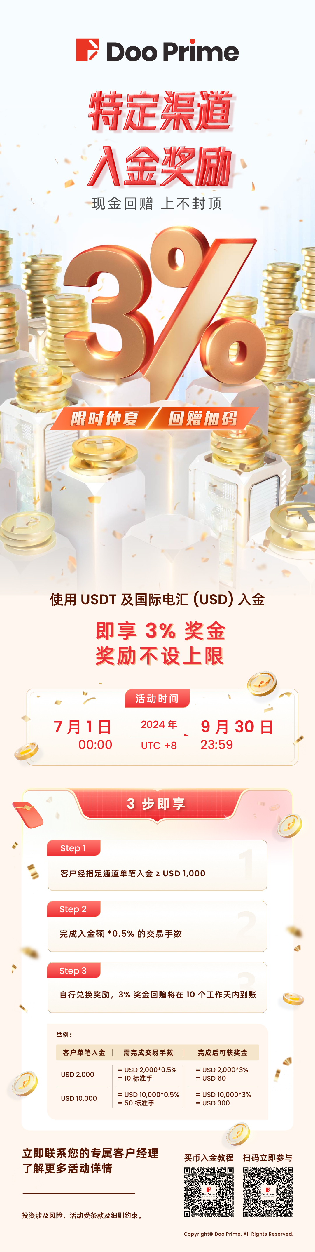 精彩活动 | Doo Prime 限时加码！仲夏福利 3% 入金回馈活动重磅升级！