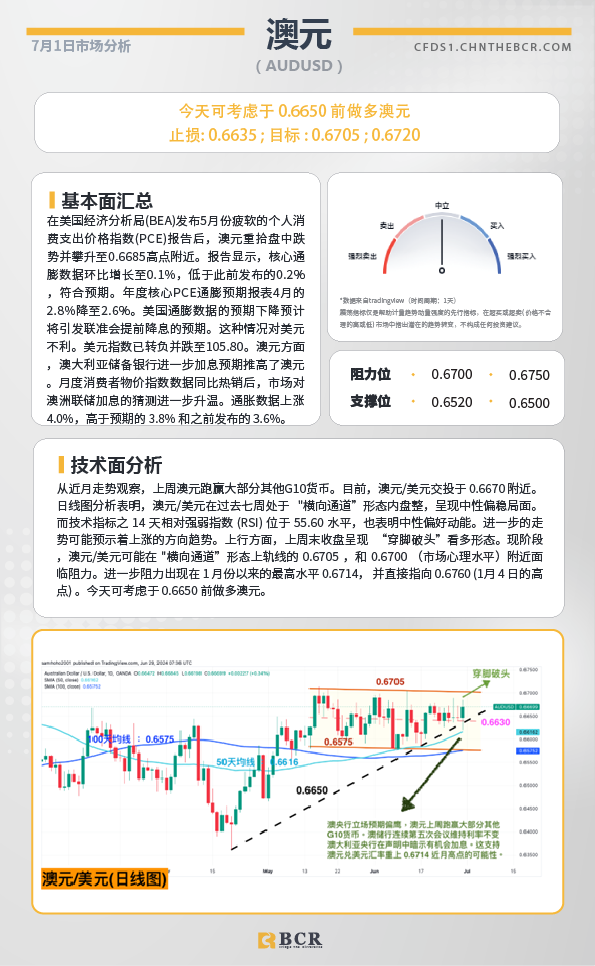 BCR每日早评及分析-2024年7月1日