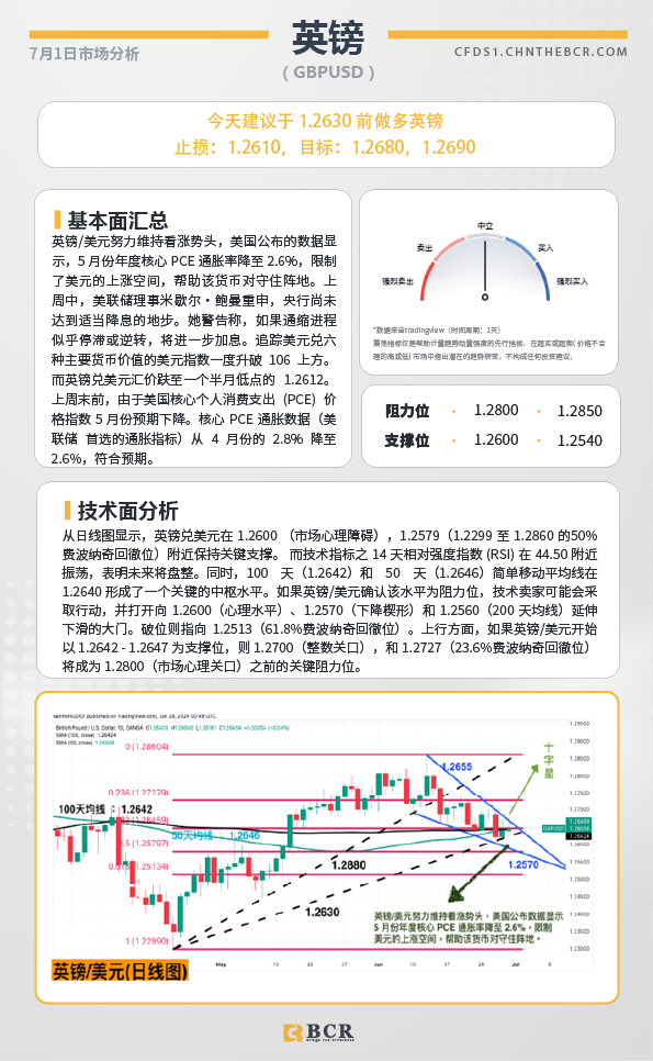 BCR每日早评及分析-2024年7月1日