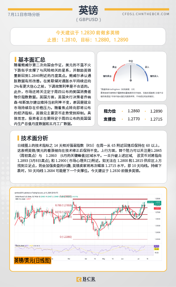 BCR每日早评及分析-2024年7月11日