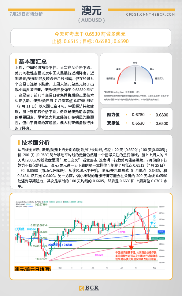 BCR每日早评及分析-2024年7月29日