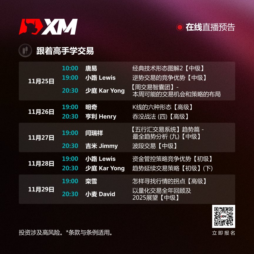 |XM| 中文在线直播讲座，本周预告（11/25-11/29）