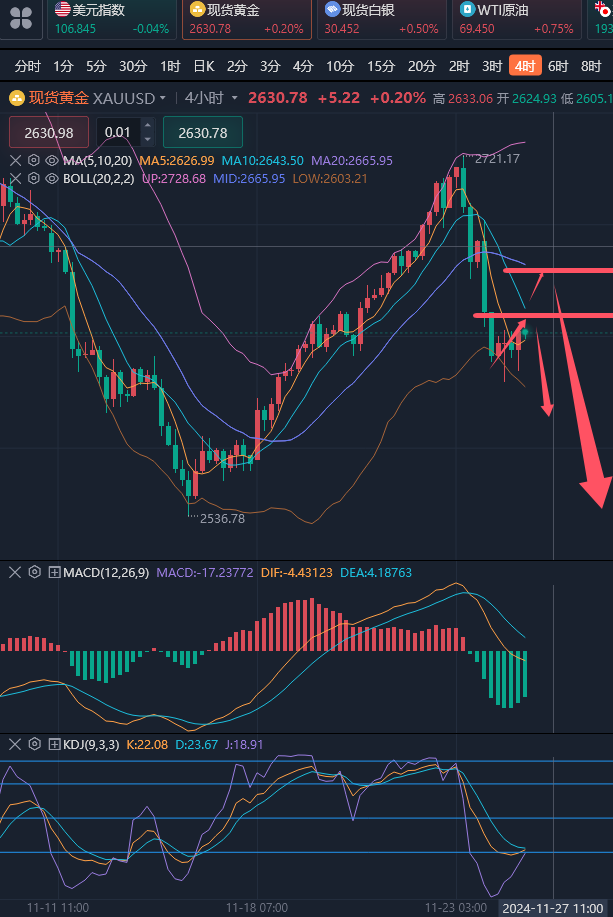 龚关铭：11.26黄金原油反弹继续空，隔夜看美联储会议纪要助力！