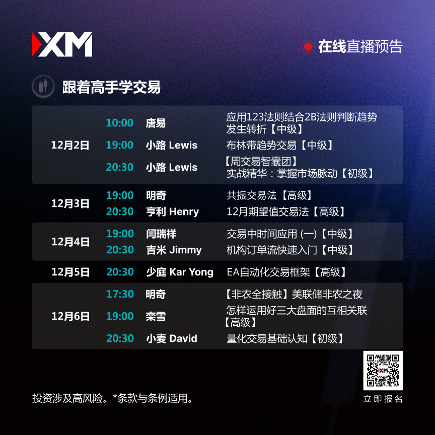 |XM| 中文在线直播讲座，本周预告（12/2-12/6）