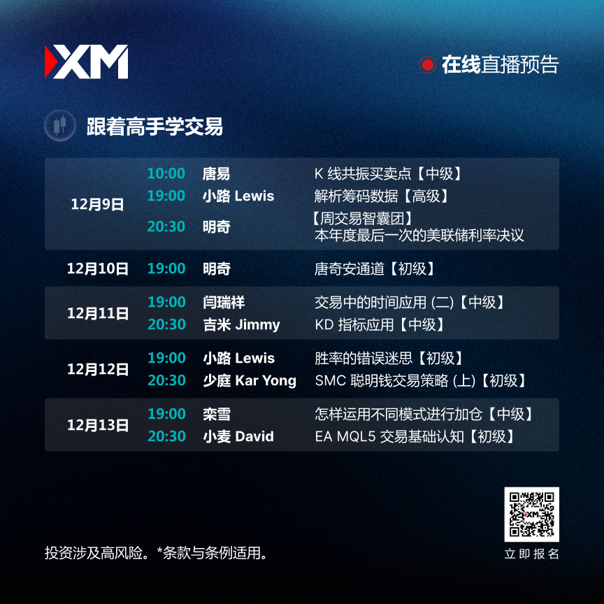 |XM| 中文在线直播讲座，本周预告（12/9-12/13）