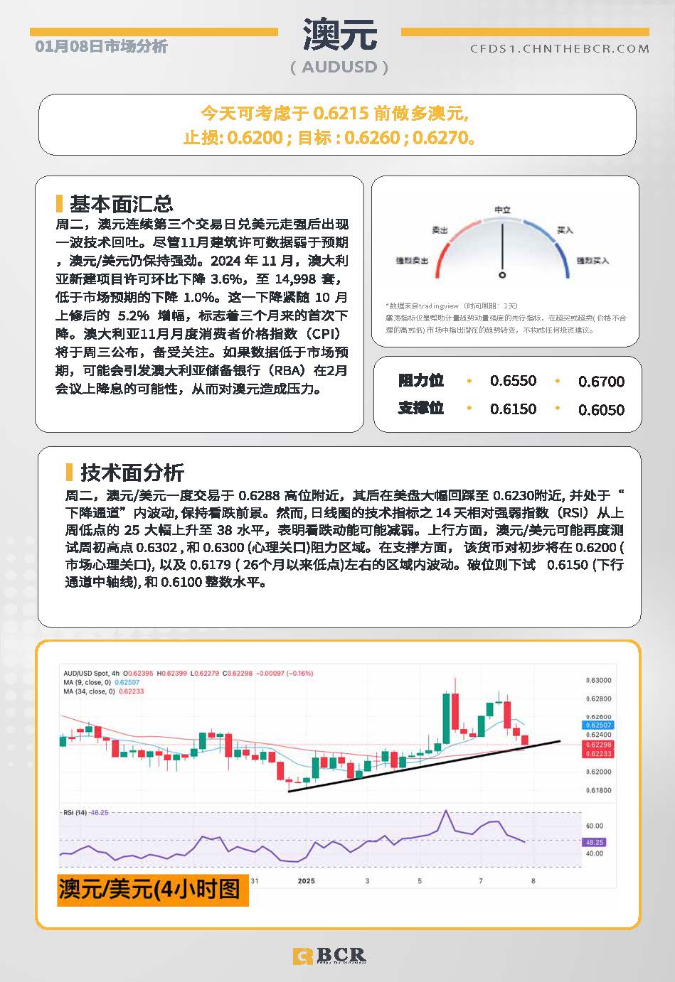 BCR每日早评及分析-2025年1月8日