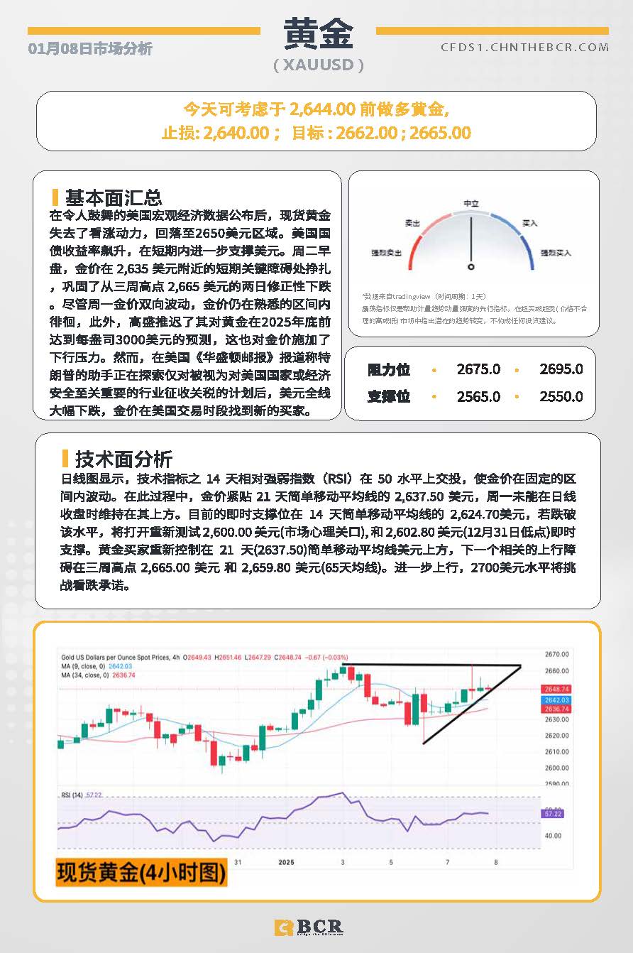 BCR每日早评及分析-2025年1月8日