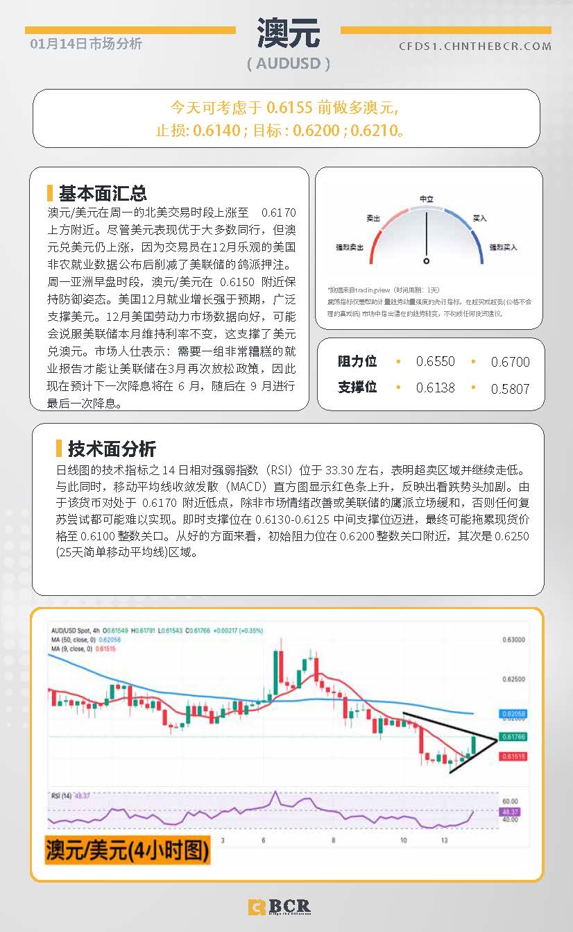 BCR每日早评及分析 - 2025年1月14日