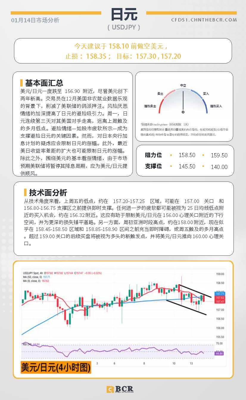 BCR每日早评及分析 - 2025年1月14日