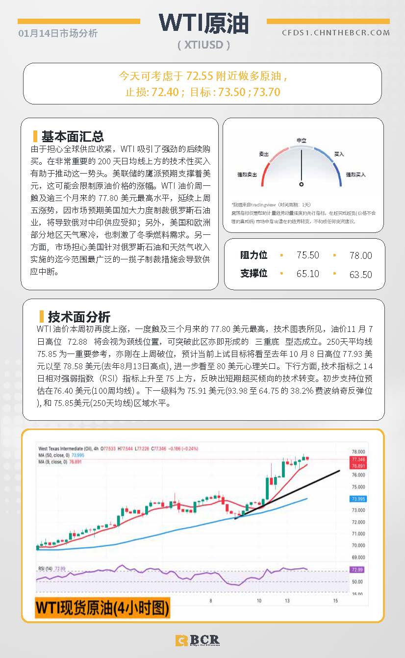 BCR每日早评及分析 - 2025年1月14日