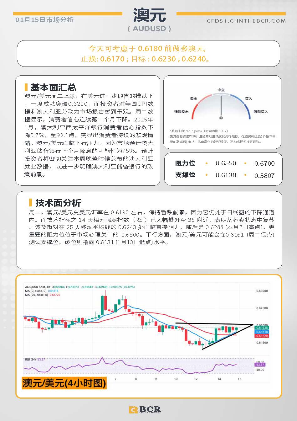 BCR每日早评及分析-2025年1月15日