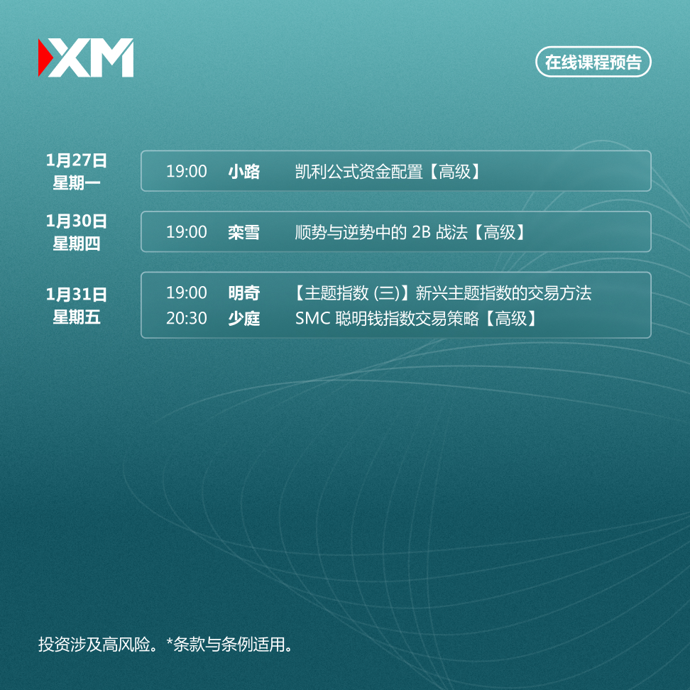 |XM| 中文在线直播讲座，本周预告（1/27-1/31）