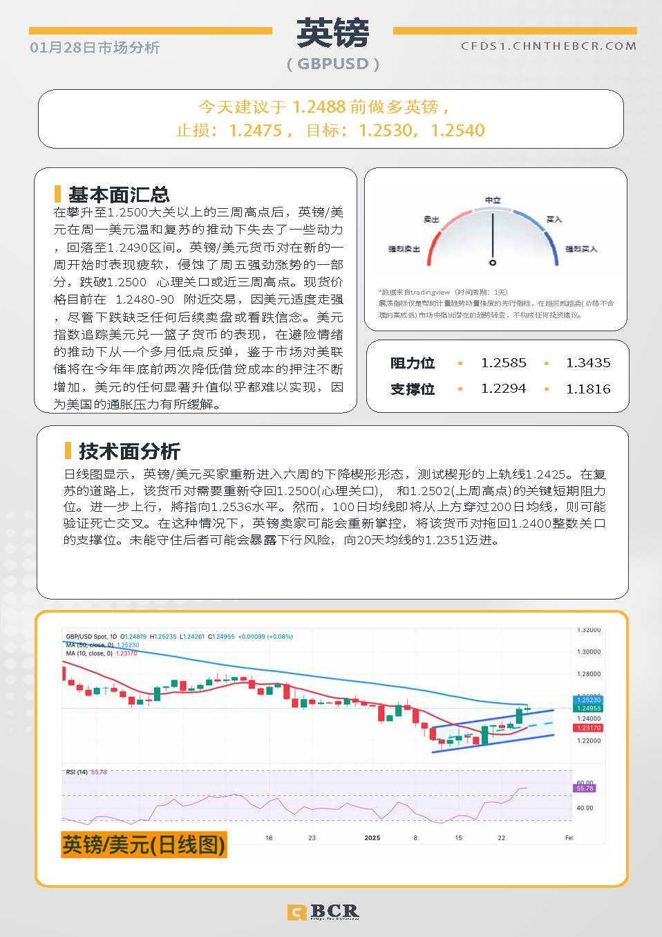 BCR每日早评及分析-2025年1月28日