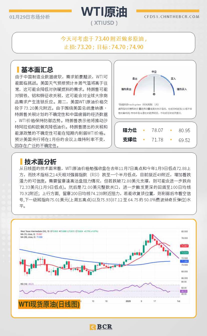 BCR每日早评及分析-2025年1月29日