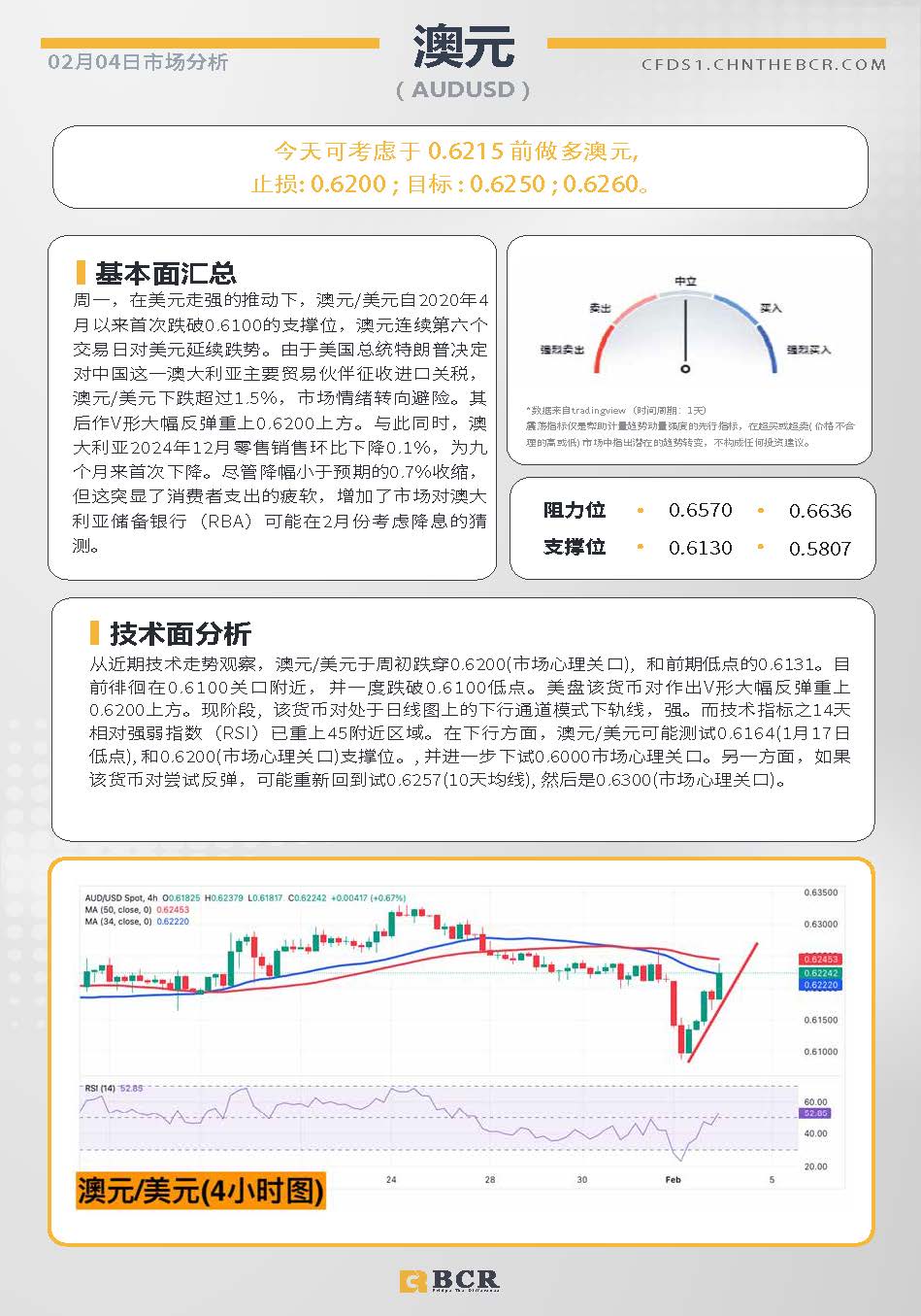 BCR每日早评及分析-2025年2月4日