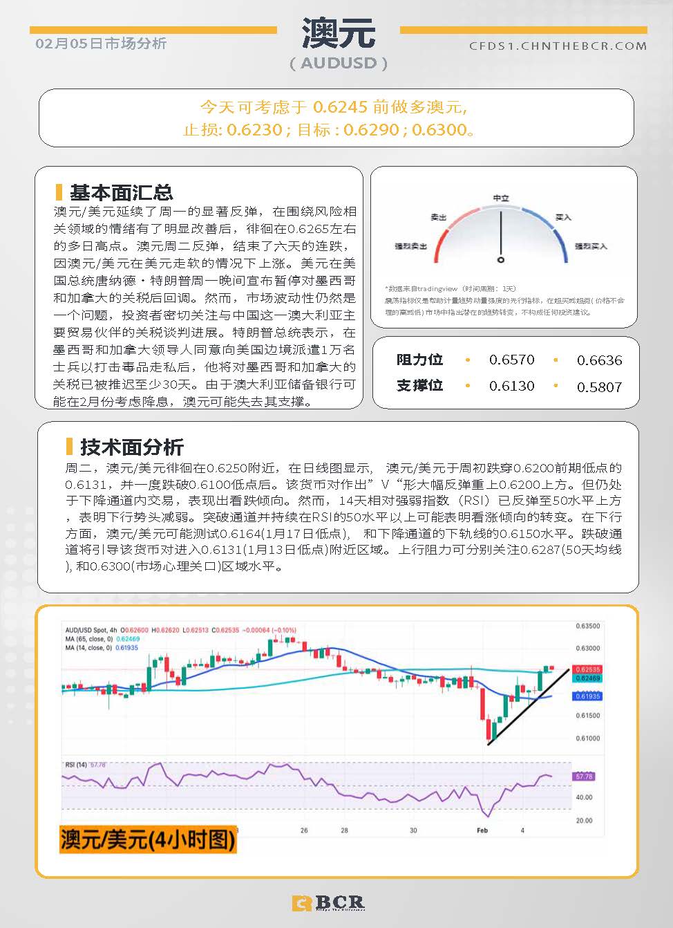 BCR每日早评及分析-2025年2月5日