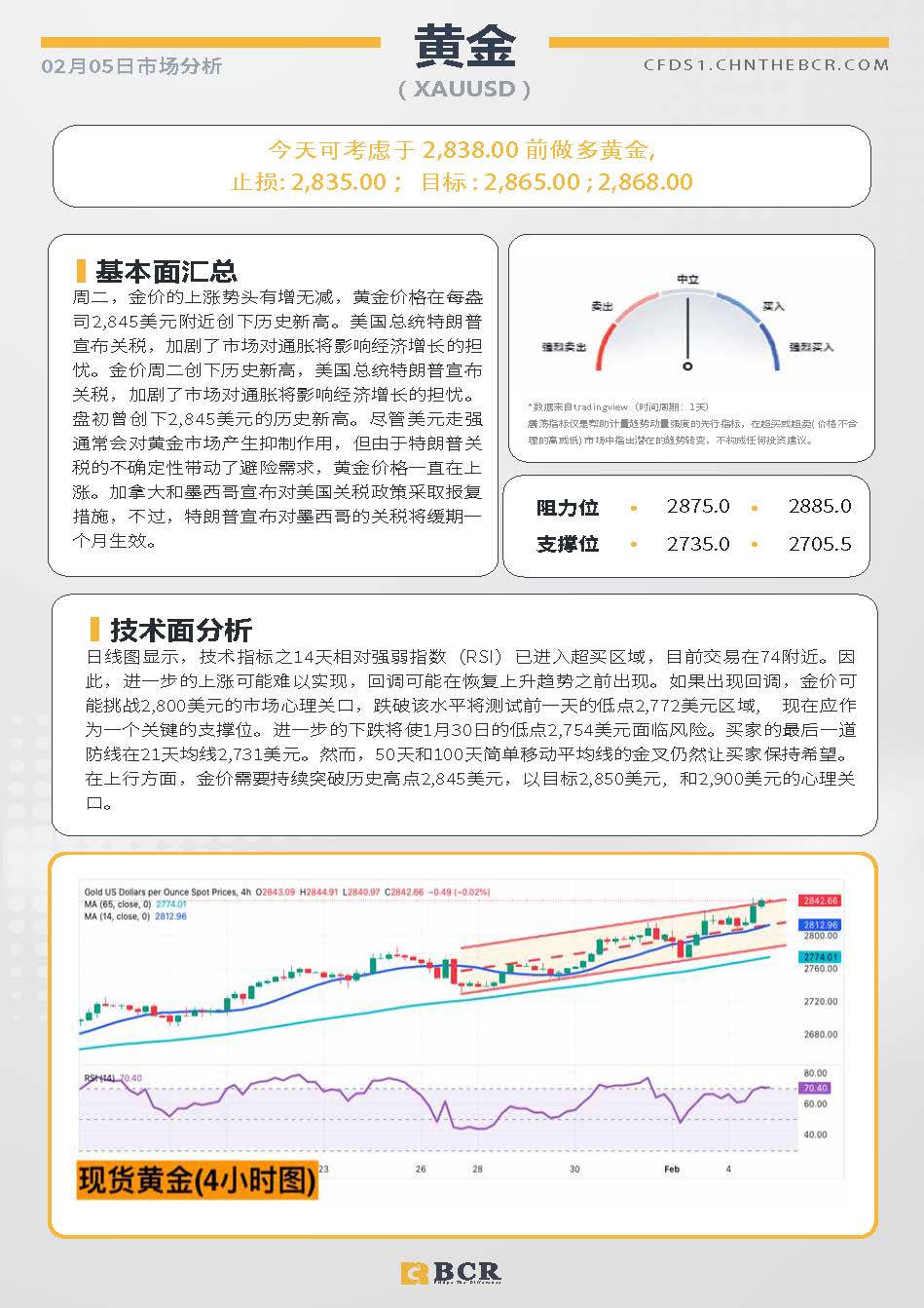 BCR每日早评及分析-2025年2月5日